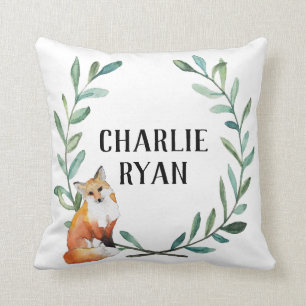 Personalisierter WaldFox und Wreath-Kissen Kissen