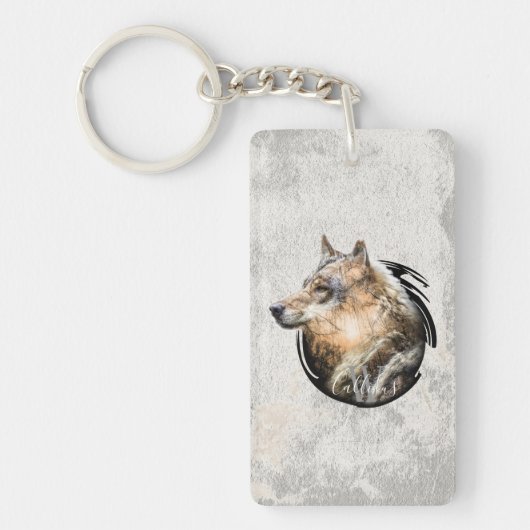 Personalisierter Waldwolf-Entwurf Schlüsselanhänger (Vorderseite)