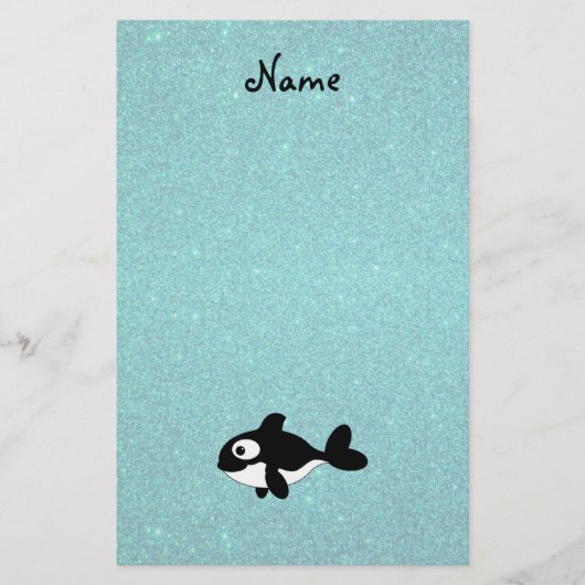 Personalisierter Walfang-Glitzer Briefpapier (Vorderseite)