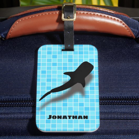 Personalisierter Walhai im Schwimmbad Gepäckanhänger (Vorderseite Insitu 2)