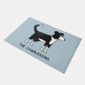 Personalisierter walisischer Border Collie Schafhu Fußmatte (Schrägansicht)