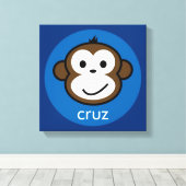 Personalisierter Wangenaffen [blau+navy] Leinwanddruck (Insitu (Holzboden))