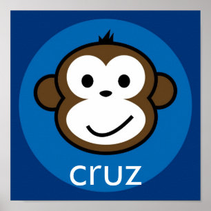 Personalisierter Wangenaffen [blau+navy] Poster