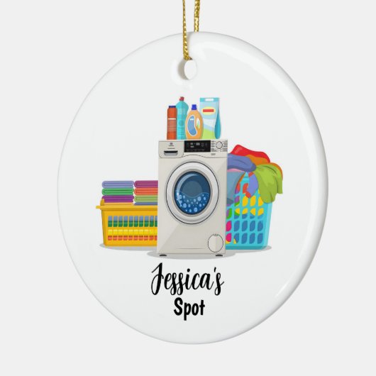 Personalisierter Waschsalon Weihnachtsgeschirr Keramik Ornament (Links)