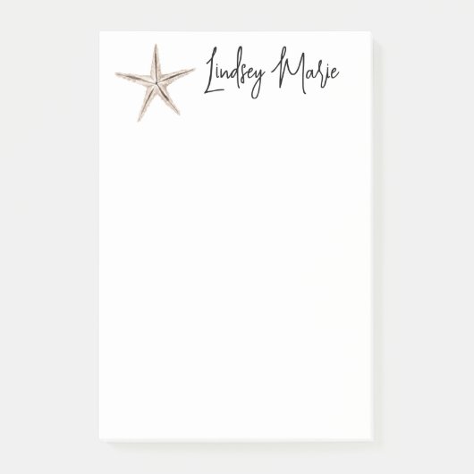 PERSONALISIERTER WASSERCOLOR STARFISH Post-it-Hinw Post-it Klebezettel (Vorderseite)