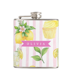 Personalisierter Wasserfarbe-Limonaden-Cupcake-Str Flachmann