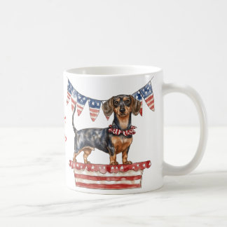 Personalisierter Wasserfarbe-Patriotischer-Dachshu Kaffeetasse