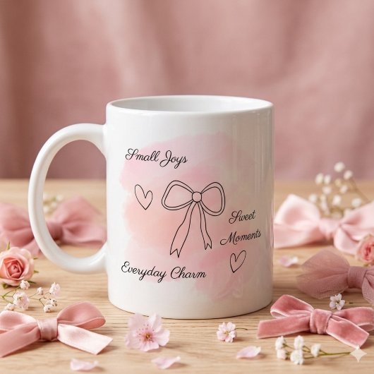 Personalisierter Wasserfarbe Rosa Coquette Becher Kaffeetasse