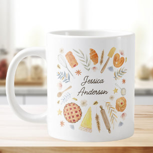 Personalisierter Wasserfarben-Back-Pâtisserie-Koch Jumbo-Tasse