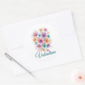 Personalisierter Wasserfarben-Blumen-Name-Aufklebe Runder Aufkleber (Umschlag)