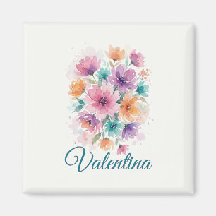 Personalisierter Wasserfarben-Blumen-Name-Magnet Magnet