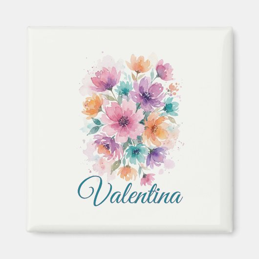 Personalisierter Wasserfarben-Blumen-Name-Magnet Magnet (Vorne)