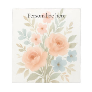 Personalisierter Wasserfarben-Blumen-Notizblock Notizblock