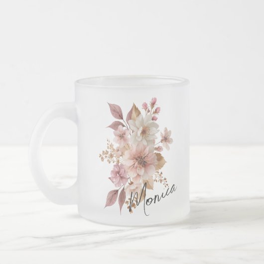 Personalisierter Wasserfarben-Blumenbecher Mattglastasse (Links)