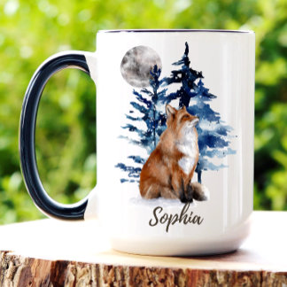 Personalisierter Wasserfarben-Fuchs-Wald-Tasse Tasse