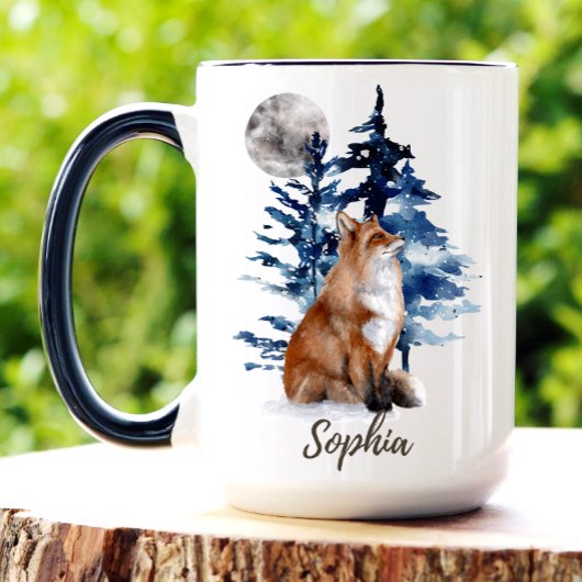 Personalisierter Wasserfarben-Fuchs-Wald-Tasse Tasse