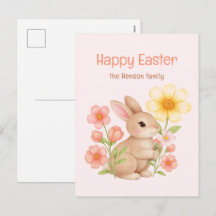 Personalisierter Wasserfarben-Hase Frohe Ostern 