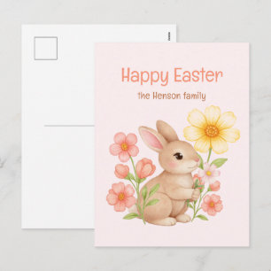 Personalisierter Wasserfarben-Hase Frohe Ostern  Feiertagspostkarte