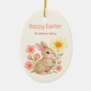 Personalisierter Wasserfarben-Hase Frohe Ostern  Keramik Ornament