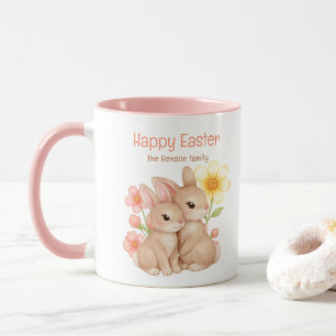 Personalisierter Wasserfarben-Hase Frohe Ostern  Tasse