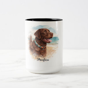 Personalisierter Wasserfarben-Hundeporträt-Becher Zweifarbige Tasse