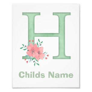 Personalisierter Wasserfarben-Initial H-Fotodruck Fotodruck