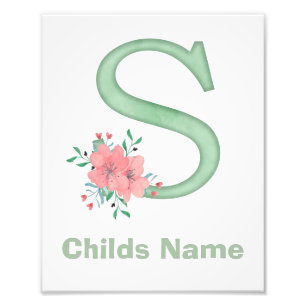 Personalisierter Wasserfarben-Initial S Fotodruck