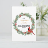 Personalisierter Wasserfarben-Kardinal-Weihnachtsk RSVP Karte (Stehend Vorderseite)