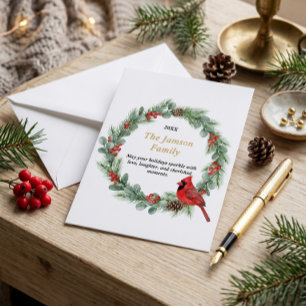 Personalisierter Wasserfarben-Kardinal-Weihnachtsk RSVP Karte
