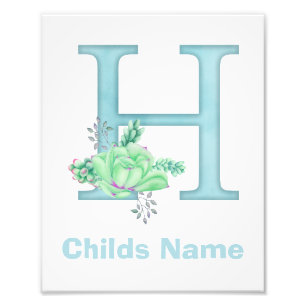 Personalisierter Wasserfarben-Letter H-Fotoabdruck Fotodruck