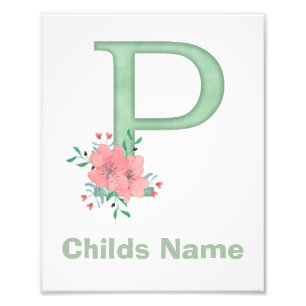 Personalisierter Wasserfarben-Letter-P-Foto-Druck Fotodruck