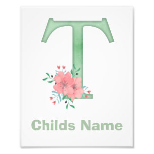 Personalisierter Wasserfarben-Letter-T-Foto-Druck Fotodruck