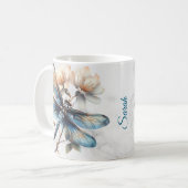 Personalisierter Wasserfarben-Libellen-Becher Kaffeetasse (Vorderseite Links)