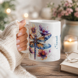 Personalisierter Wasserfarben-Libellen-Becher Kaffeetasse