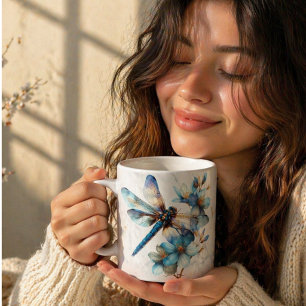 Personalisierter Wasserfarben-Libellen-Becher Kaffeetasse
