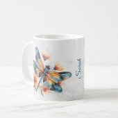 Personalisierter Wasserfarben-Libellen-Becher Kaffeetasse (Vorderseite Links)