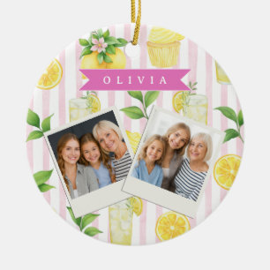 Personalisierter Wasserfarben-Limonaden-Cupcake-St Keramik Ornament