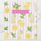 Personalisierter Wasserfarben-Limonaden-Cupcake-St Weinetikett (Einzelnes Label)