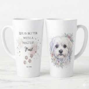 Personalisierter Wasserfarben-Malteser-Hund-Becher Milchtasse