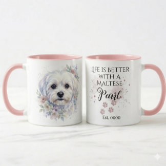 Personalisierter Wasserfarben-Malteser-Hund-Becher Tasse