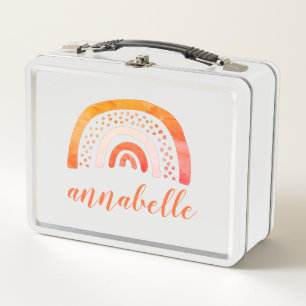 Personalisierter Wasserfarben Orange Regenbogen Metall Brotdose