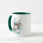 Personalisierter Wasserfarben-Pfau   Tasse (Vorderseite Links)