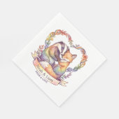 Personalisierter Wasserfarben-Regenbogenfuchs und Serviette (Ecke)
