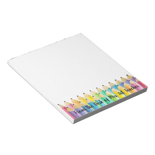 Personalisierter Wasserfarben Stift Lehrer Notepad Notizblock (angewinkelt)