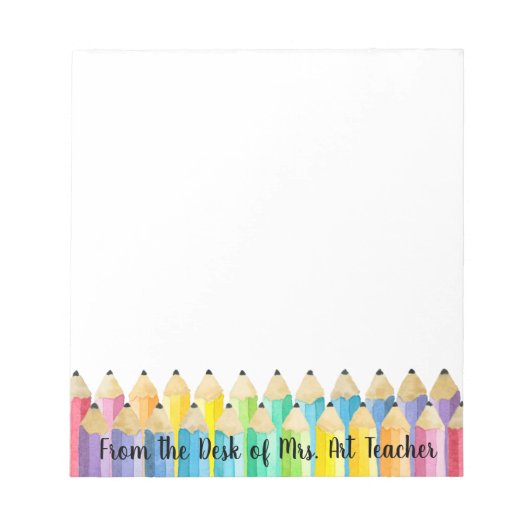 Personalisierter Wasserfarben Stift Lehrer Notepad Notizblock (Vorderseite)