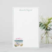 Personalisierter Wasserfarben-Strandstuhl Briefpapier (Stehend Vorderseite)