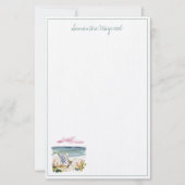 Personalisierter Wasserfarben-Strandstuhl Briefpapier (Vorderseite)
