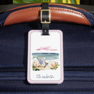 Personalisierter Wasserfarben-Strandstuhl Gepäckanhänger
