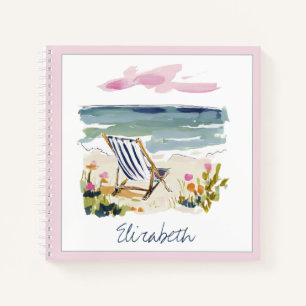 Personalisierter Wasserfarben-Strandstuhl Notizblock