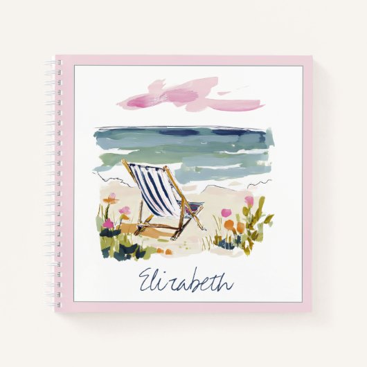 Personalisierter Wasserfarben-Strandstuhl Notizblock (Vorderseite)